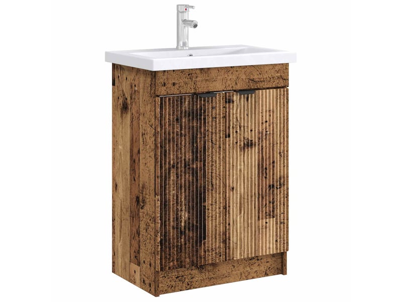  Armoire sous évier de salle de bain, meuble de rangement bois ancien shl8855  - Conforama C