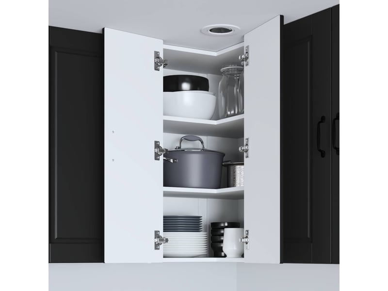 Meuble mural de cuisine, armoire d'angle cuisine porto noir 57x57x80cm  - Conforama D