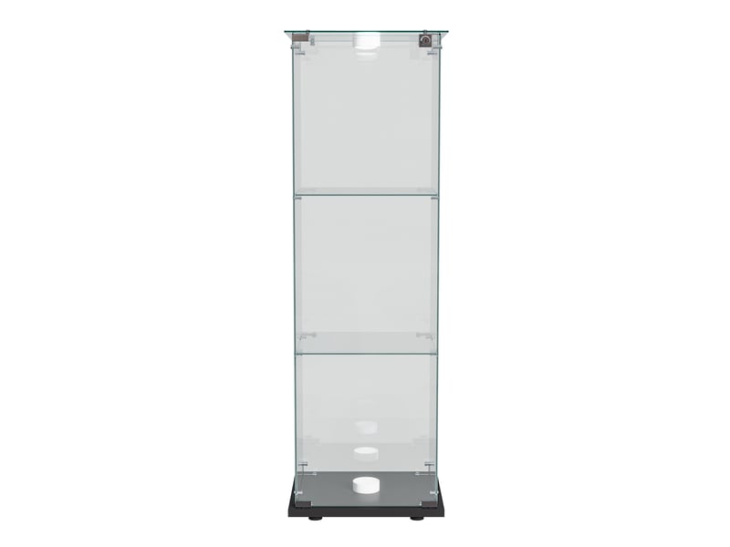  Vitrine en verre 3 niveaux simple porte - noir - 39,8 x 35 x 123,5 cm - armoire d'exposition avec éclairage led et base noire  - Conforama A