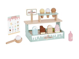 Marchande en bois tooky toy tj119 - stand de glaces 17 pièces