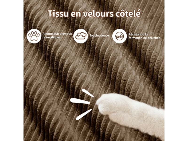 Canapé modulable 2 places en velours côtelé marron 208x178x70 cm, sans montage, accoudoirs ergonomiques, salon W3325S00118 - Conforama D