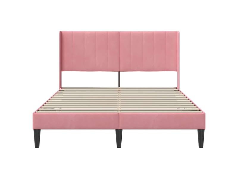  Lit double- lit adulte -  cadre de lit avec tête de lit rose 160 x 200 cm velours  - Conforama C