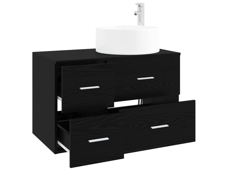 Ensemble de mobilier de salle de bain 2 pc chêne noir cf64112 - Conforama C