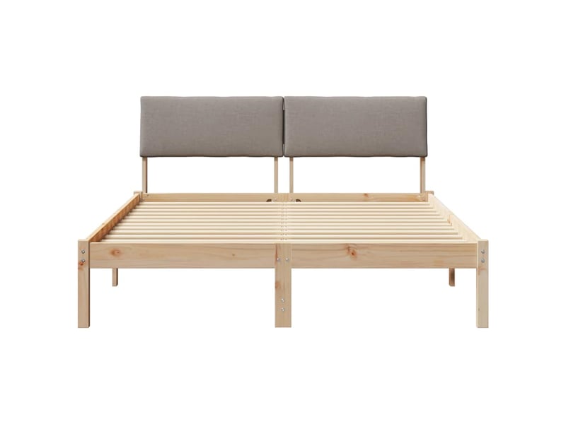 Lit double- lit adulte - cadre de lit marron et taupe 150 x 200 cm bois massif en pin - Conforama D