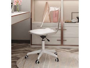Chaise de bureau pivotante, dossier transparent, assise pu, hauteur réglable, roulettes