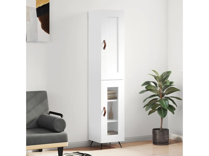 Buffet haut - bahut - meuble de rangement blanc 34,5x34x180 cm bois d'ingénierie  - Conforama B