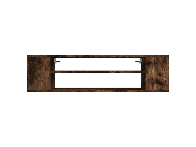  Meuble tv - banc tv - meuble de rangement suspendue chêne fumé 100x30x26,5cm bois d'ingénierie  - Conforama D