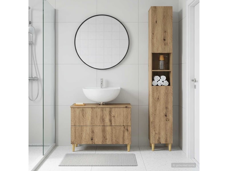 Ensemble de 2 meubles de salle de bain delft chêne artisanal cf63110 - Conforama B