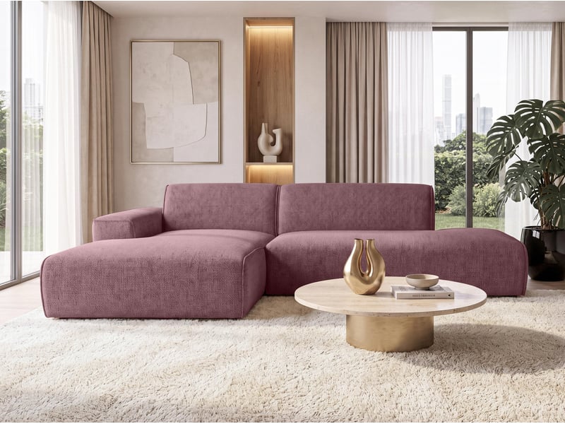 Canapé d'angle moderne didim duo, 288 cm, couleur rose, revętement en chenille g Didim Duo - Conforama C