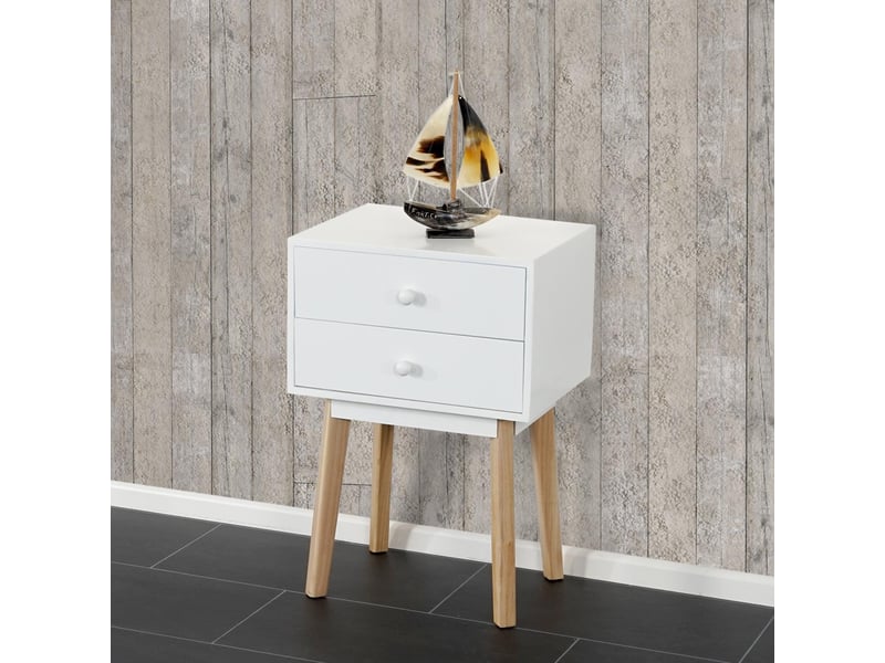 Commode malmö t271, armoire, table d'appoint, design rétro 59x40x30cm - blanc - Conforama B