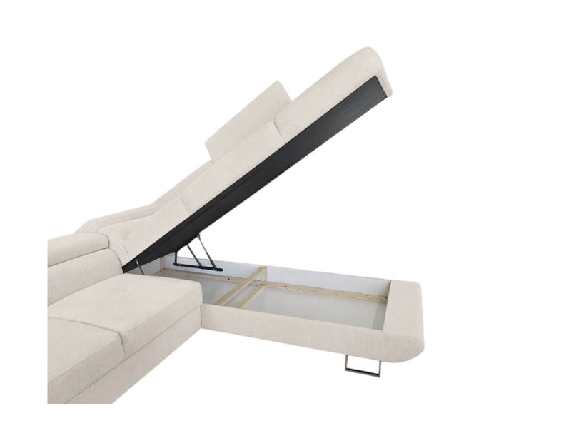 Canapé d'angle cassiope convertible avec coffre en tissu - beige - angle droit CASSIOPE - Conforama D
