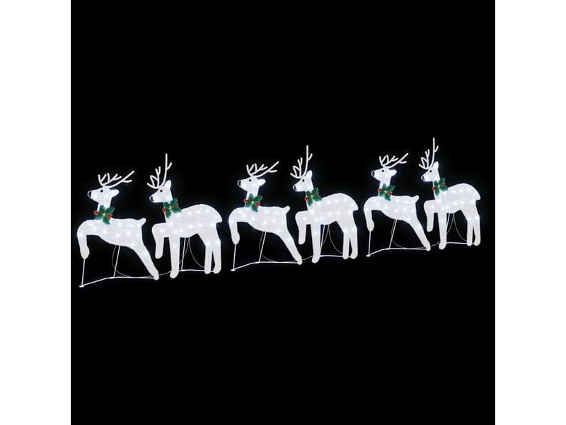  Lot de 6 rennes led, éclairage de noël, décoration de noël argenté 45 x 19 x 65 cm tissu cf62093  - Conforama E