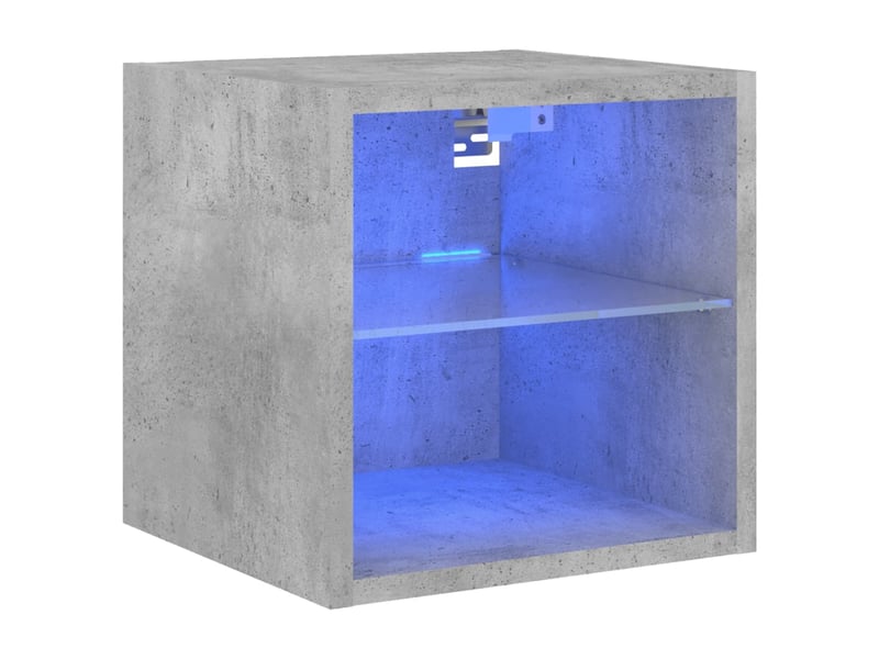  Meuble tv - banc tv - meuble de rangement mural avec lumières led gris béton 30x28,5x30 cm  - Conforama A