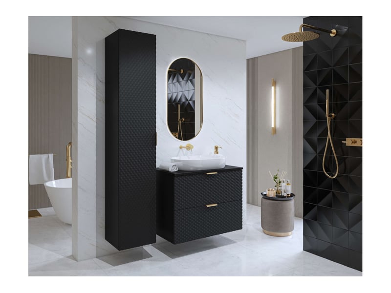  Meuble sous vasque elysia mural 2 tiroirs en panneaux mélaminés - noir ELYSIA - Conforama E