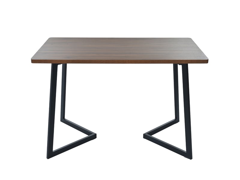 Table à manger rectangulaire effet noyer 117 x 68 cm, pieds en métal noir, style moderne - Conforama A