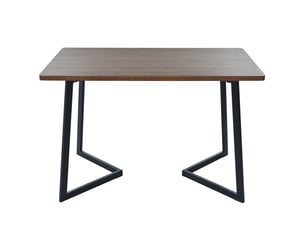 Table à manger rectangulaire effet noyer 117 x 68 cm, pieds en métal noir, style moderne