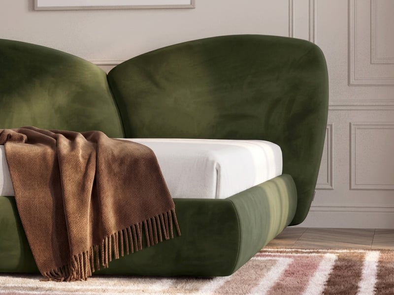  Bobochic lit bas danae tissu velours lisse vert 140x190 DANAE - Conforama D