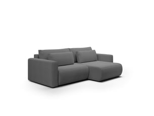 Canapé d'angle réversible convertible   5 places Tissu gris avec coffre de rangement
