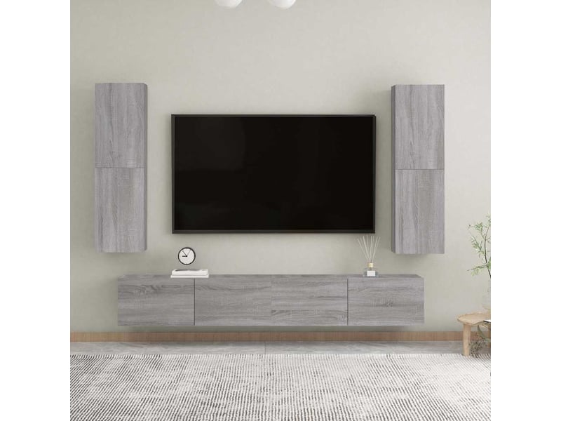  Meuble tv - banc tv - meuble de rangement mural sonoma gris 30,5x30x110 cm  - Conforama B