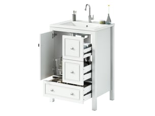 Meuble vasque sur pied 62x47x90 cm avec vasque en céramique blanc