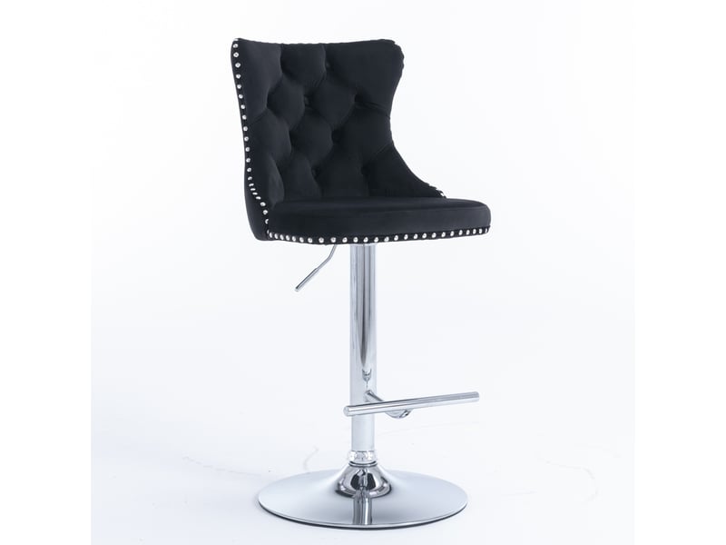  Lot de 2 tabourets de bar pivotants et réglables en velours noir W3223P503941 - Conforama B