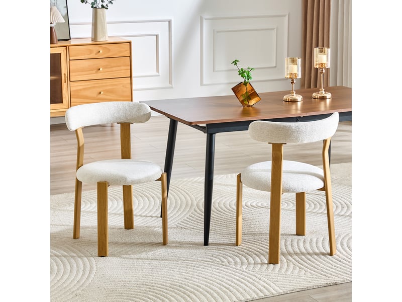  Lot de 2 chaises de salle à manger 79cm, chaise cuisine, style scandinave, dossier ergonomique, confortable, blanc, bois  - Conforama D