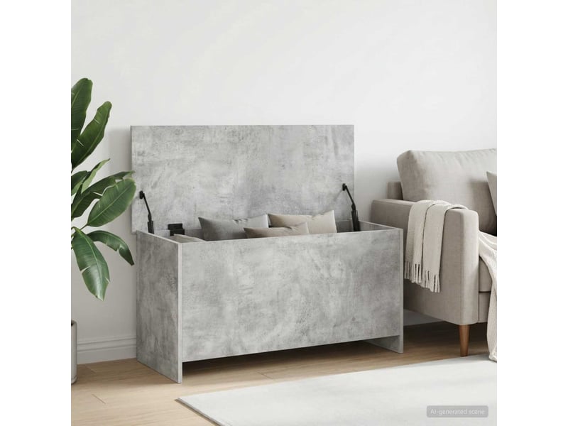  Coffre de rangement avec stockage gris béton 100x40x50 cm  - Conforama B