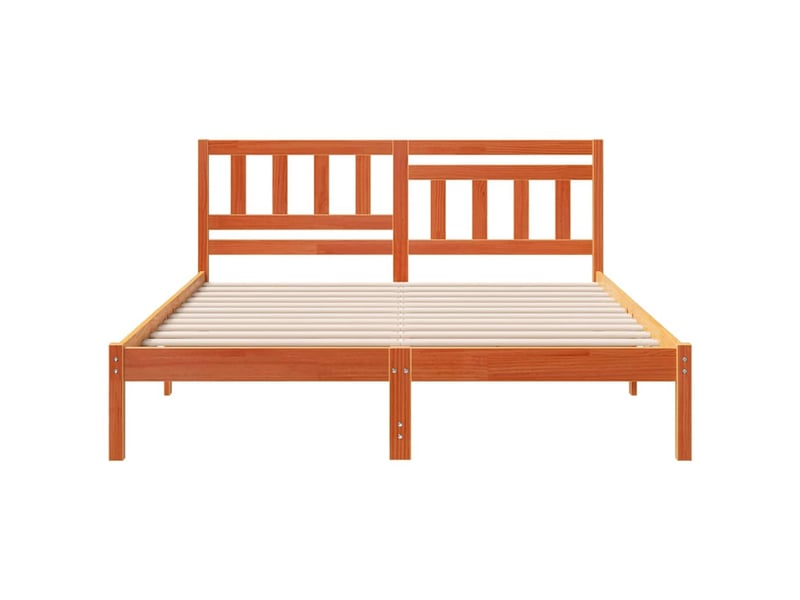  Lit double- lit adulte -  cadre de lit avec tête de lit brun  140 x 200 cm pin massif  - Conforama C