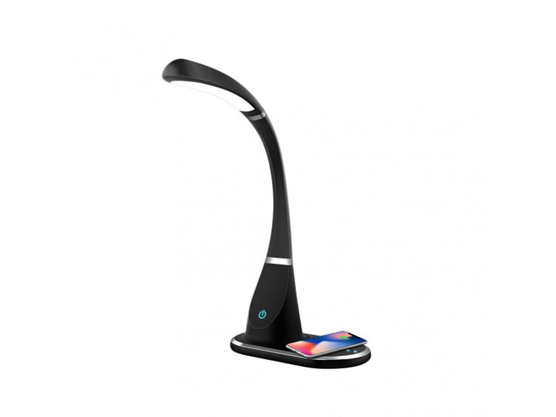  Fabrilamp rejalgar lampe de bureau led noirchrome 5 w 400 lm, charge qi, tactile et dimmable 139171009 - Conforama A