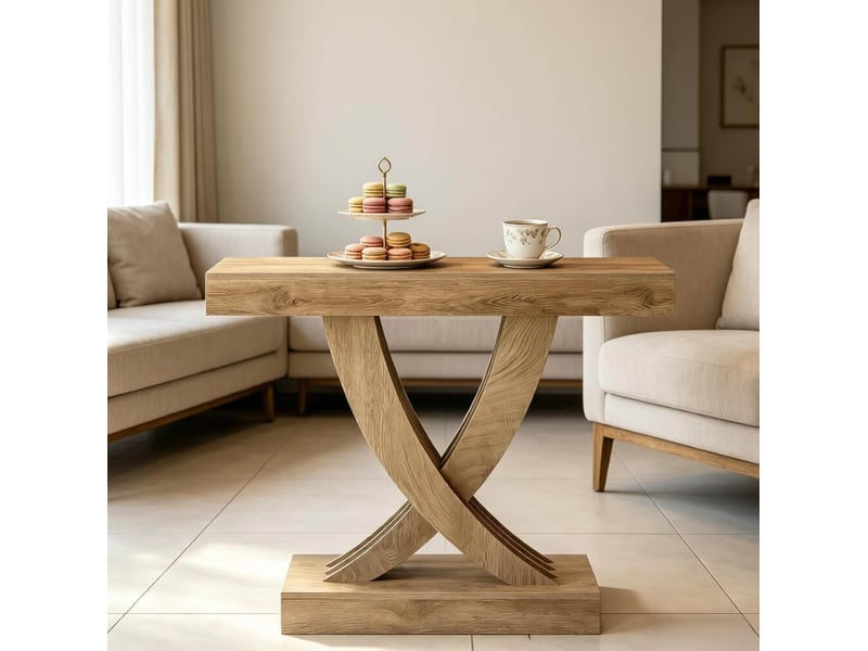  Console rustique avec piètement en x pour entrée, salon ou couloir en mdf marron, stable, 110 × 30 × 85 cm  - Conforama D