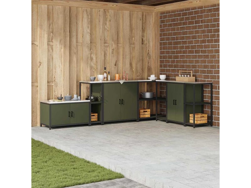  Étagère de cuisine, étagère de rangement hattem vert olive 30x50x92cm acier  - Conforama B