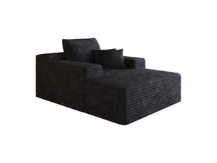 Fauteuil 1 places - 115x159cm - chaise longue modulaire en velours assise profonde, mousse haute résilience sans montage - noir