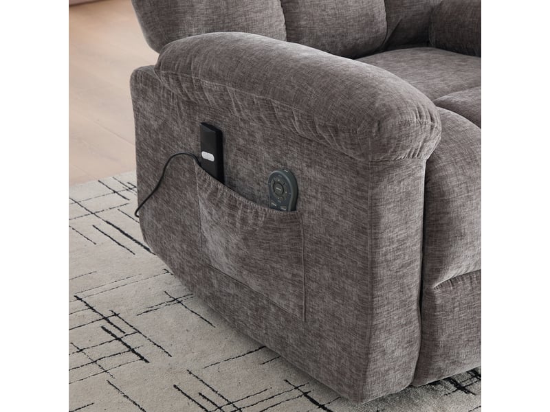  Fauteuil relax électrique releveur massant et chauffant en tissu chenille gris W5171S00012 - Conforama E