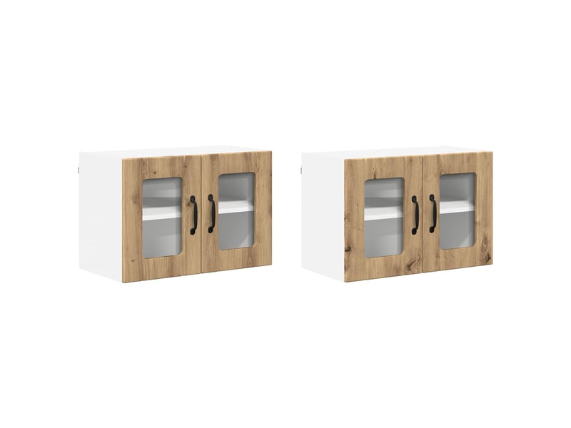 Meuble mural de cuisine, cabinet en verre mural 2 pcs chêne artisanal shl2731  - Conforama A
