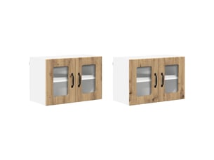 Meuble mural de cuisine, cabinet en verre mural 2 pcs chêne artisanal shl2731