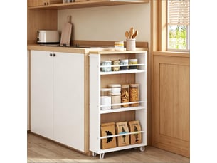 Desserte roulante de cuisine, grand chariot de rangement polyvalent, mobile, blanc