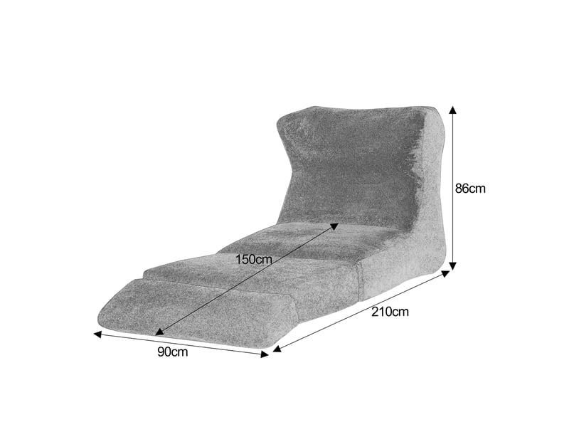  Fauteuil convertible 1 place gris en tissu doux, se transforme en chaise longue pour votre intérieur  - Conforama C