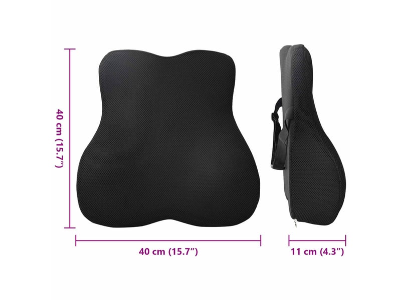  Coussin dorsal, coussin lombaire noir mousse à mémoire de forme 40 x 40 x 11 cm cf56449  - Conforama E