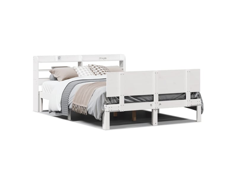  Lit double- lit adulte -  cadre de lit avec tête de lit sans matelas blanc 140x200 cm  - Conforama A
