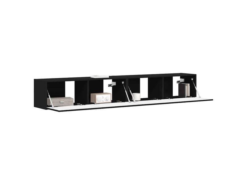  Meuble tv - banc tv - meuble de rangement mural 2 pcs noir bois d'ingénierie  - Conforama C