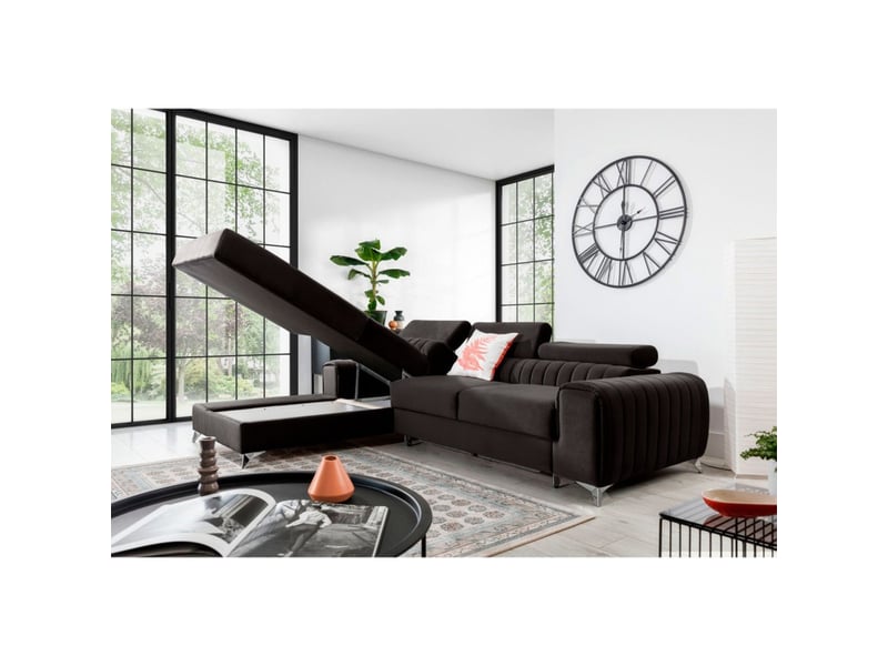  Canapé d'angle gauche gris foncé convertible 3 places jayson design contemporain  - Conforama B