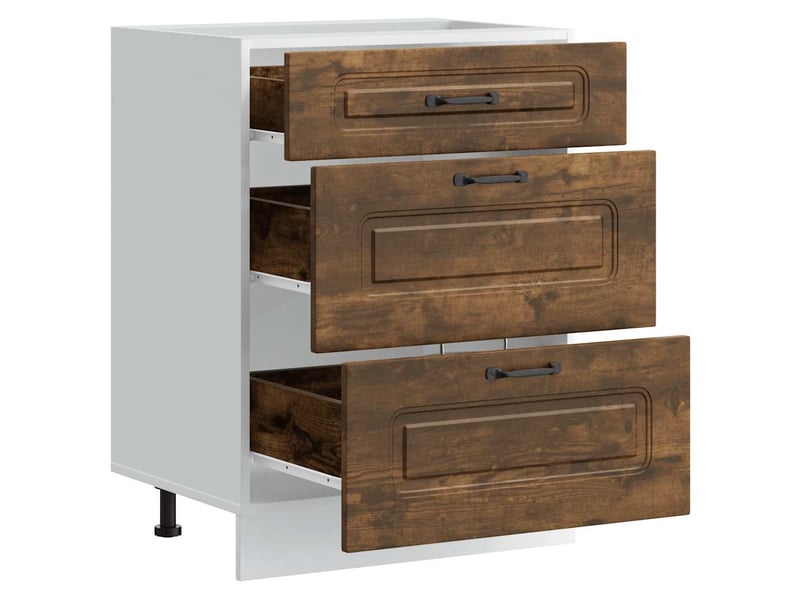  Meuble de rangement, armoire de cuisine kalmar chêne fumé bois d'ingénierie shl125  - Conforama E