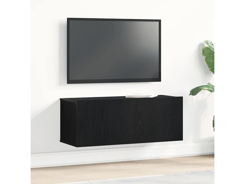  Meuble tv - banc tv - meuble de rangement 80 x 30 x 30 cm chêne noir bois d'ingénierie  - Conforama B