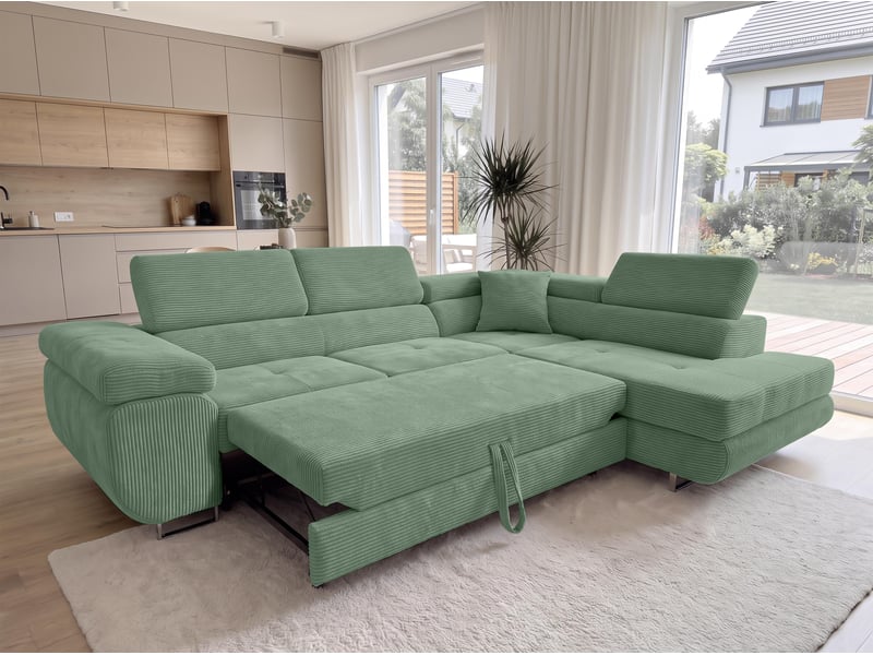  Canapé d'angle convertible konak 276 cm avec coffre – vert sauge Konak - Conforama B