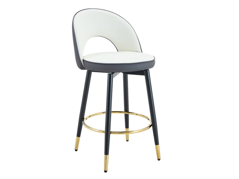  Lot de 2 tabourets de bar,44x44x91,5 cm,pivotants 360°,similicuir,gris foncé et blanc  - Conforama D