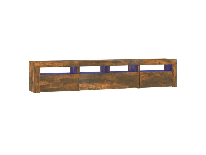  Meuble tv - banc tv - meuble de rangement avec lumières led chêne fumé 210x35x40 cm  - Conforama A