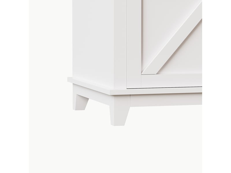  Buffet de cuisine haut 105x38x180 cm, meuble vaisselier blanc en mdf avec portes vitrées et éclairage led intégré  - Conforama W