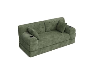 Canapé droit compressé convertible MEUBLIV 2 places Velours côtelé Vert