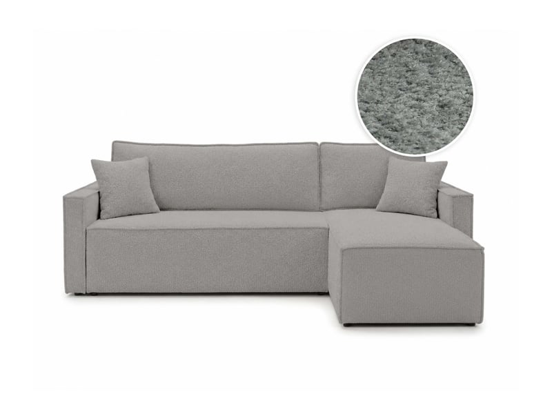  Farah - canapé d'angle reversible convertible 4 places accoudoirs slim en bouclettes texturées  - Conforama A