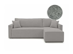 Canapé d'angle réversible convertible LOUNGITUDE FARAH 4 places Tissu bouclette Gris clair